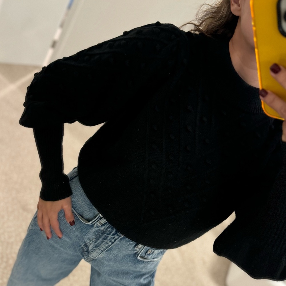 French connection bobble crew neck sweater BLACK